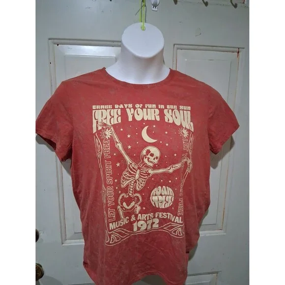 Rock Concert Skeleton T Shirt Womens - Picture 2 of 3